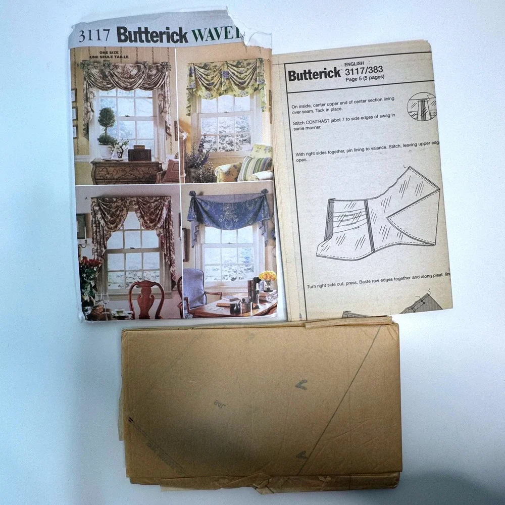 BUTTERICK 3117 Waverly Valance Window Treatment Home Decor Uncut Sewing Pattern
